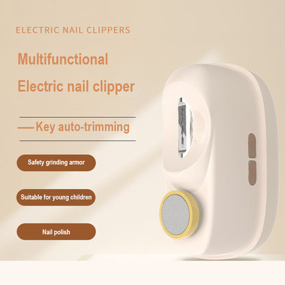Pink Electric Nail Clipper and Grinder 2-in-1 Automatic Nail Trimmer with LED Light Rechargeable Manicure Tool for Babies Adults and Seniors