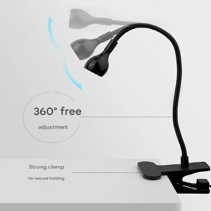 Silver 3W UV LED Gel Nail Curing Lamp Clip On Flexible Gooseneck Light 4 Brightness Levels for Gel Polish and Resin Curing