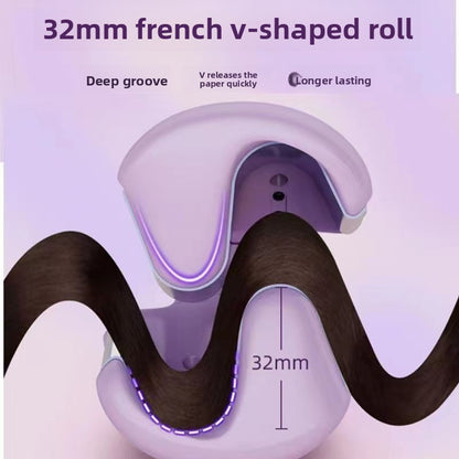 32mm French Style Hair Waver Curler Mermaid Waves Iron V-Shape Barrel Negative Ion Fast Heating Styling Tool Pink AU Plug