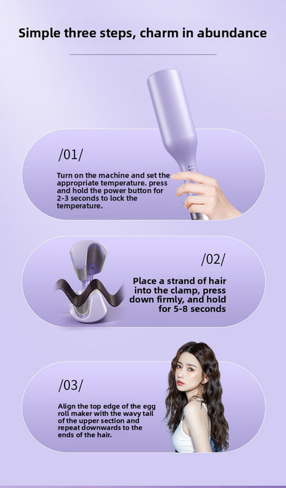 32mm French Style Deep V Hair Waver Mermaid Curls Iron Fast Heating Ceramic Styling Tool for Big Waves Pink AU Plug