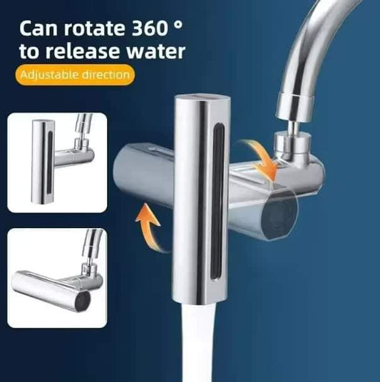 Chrome faucet aerator extender with swivel connector and adjustable spray direction