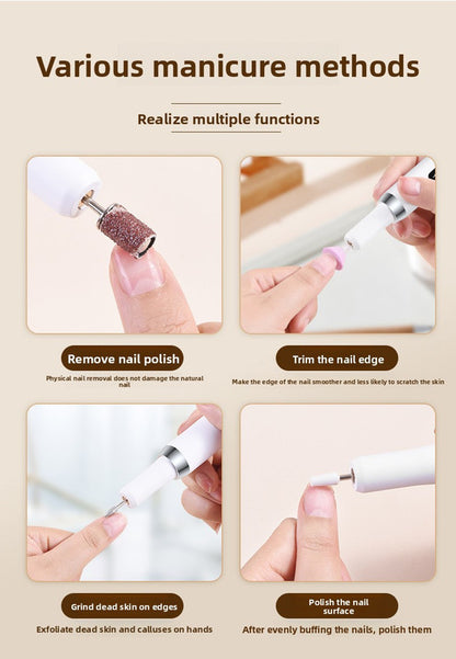 Electric Nail Drill Kit Cordless Portable E-File with Charging Base & LED Display White Gift Set Includes 30 Sanding Bands Nail File Pouch for Gel Acrylic Removal