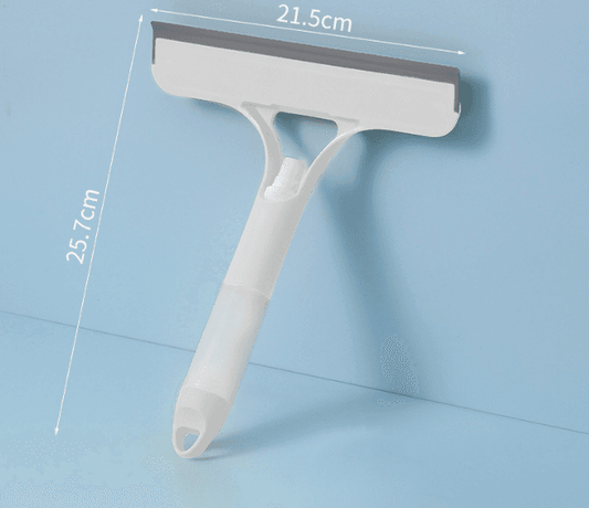 White window squeegee with spray trigger and wide sponge cleaning head