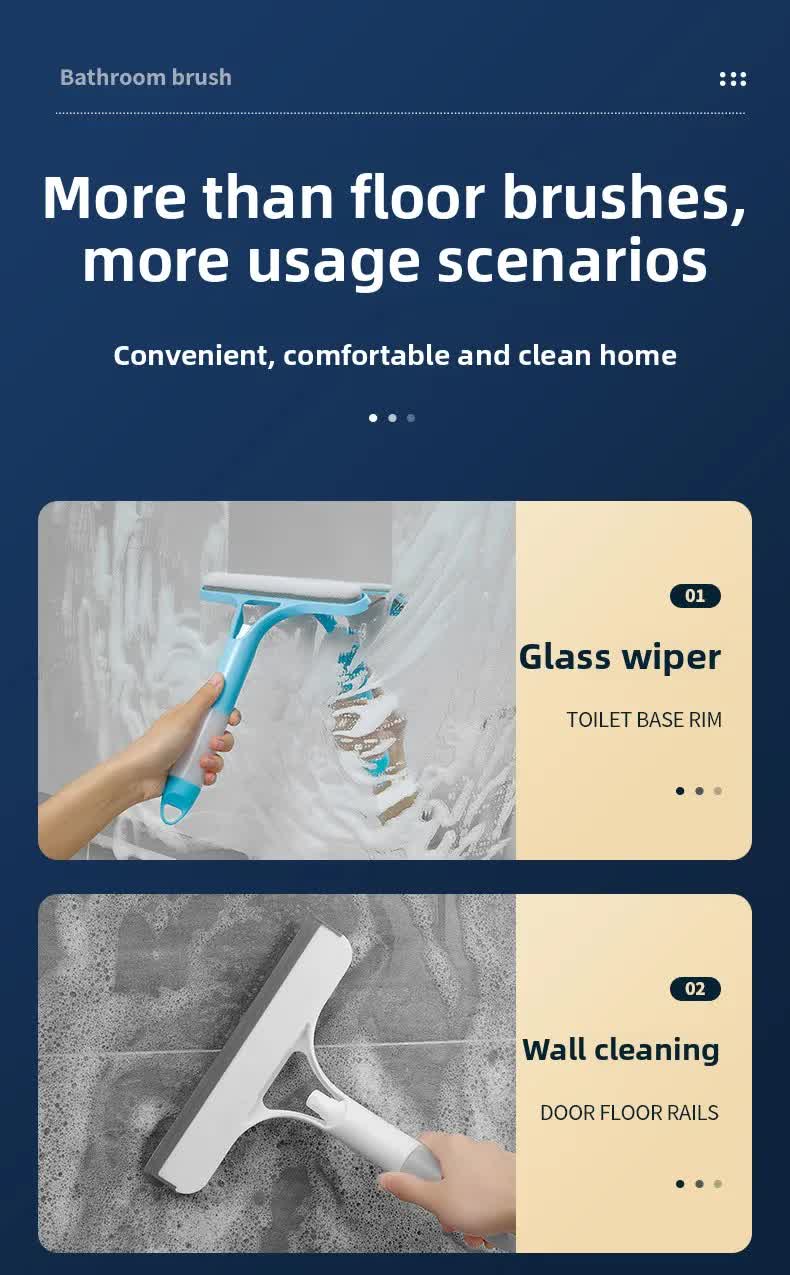 White 3-in-1 Window Squeegee with Built-in Spray Bottle - Dual Sided Sponge Glass Cleaner - Streak Free Tool for Shower Screens, Mirrors & Car Windows