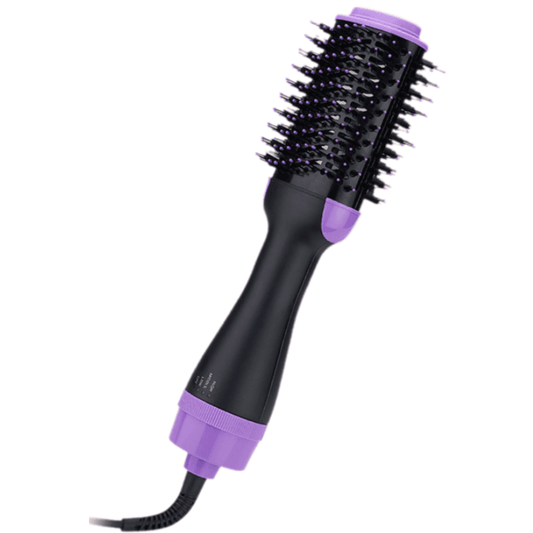 Hot air styler brush, black handle with purple barrel and bristle head