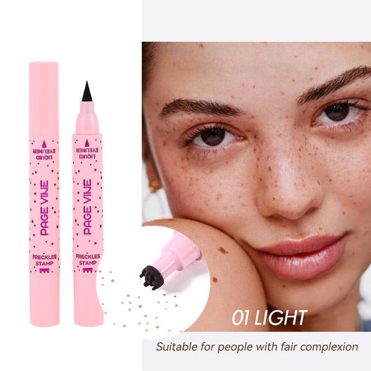 2-pack freckle and eyeliner pens, light pink dual-tip markers