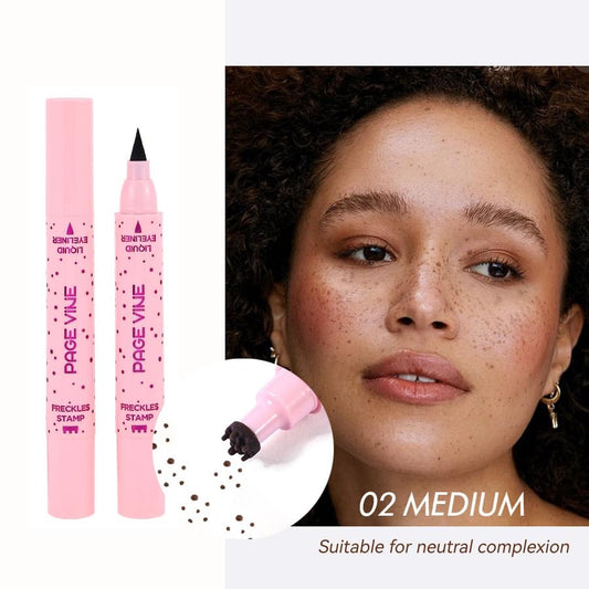 Freckle and eyeliner dual pen set, 2 pink markers with dot applicator; 02 Medium