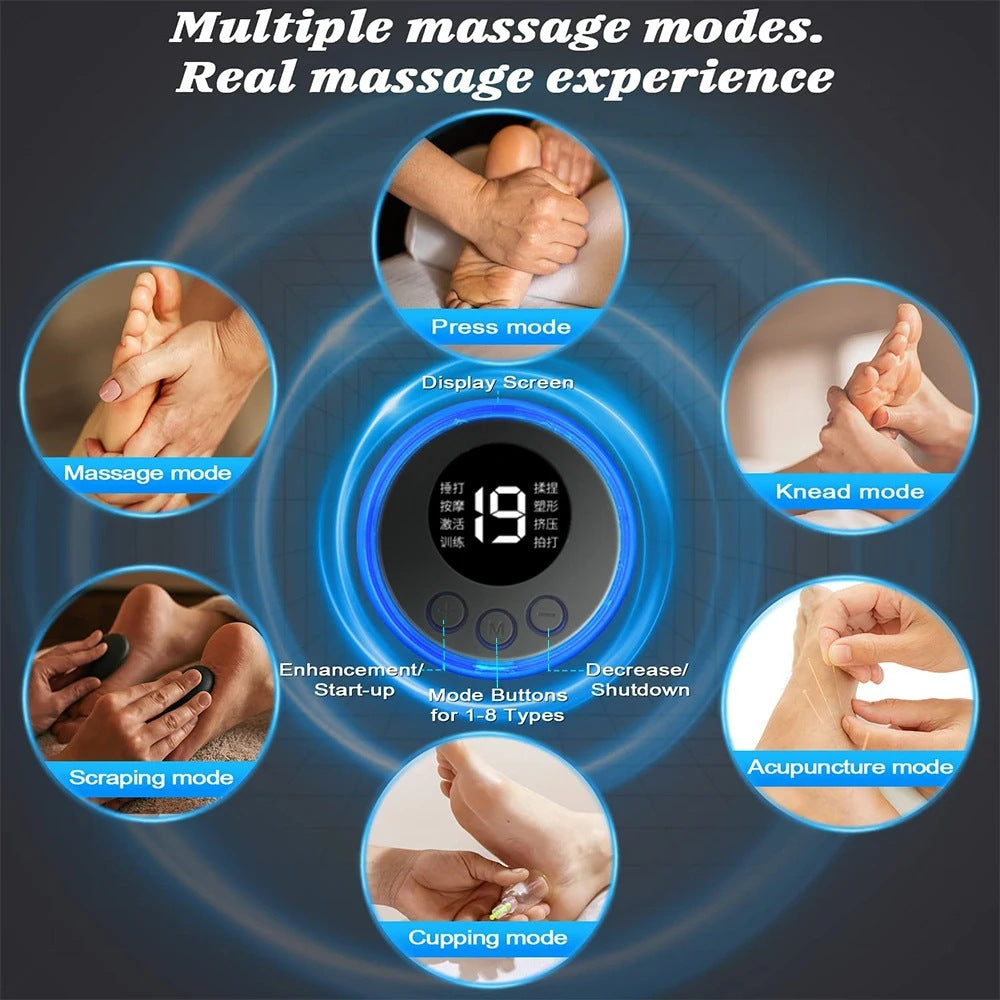 EMS Foot Massager Mat With 4 Adhesive Pads & Remote Control - Pulse Device for Foot Reflexology, Deep Tissue Massage, and Acupressure Stimulation