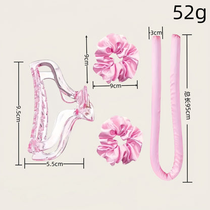 12-Piece Heatless Hair Curler Set for Damage-Free Curls & Comfortable Sleep - Soft Sponge Sleep-In Rollers for DIY Styling (Pink)