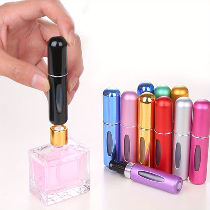 4PCS Sliver Portable Perfume Atomizer Bottle(5ML) - Refillable Travel Scent Pump Case, Leak-Proof Aluminum Spray Atomizer