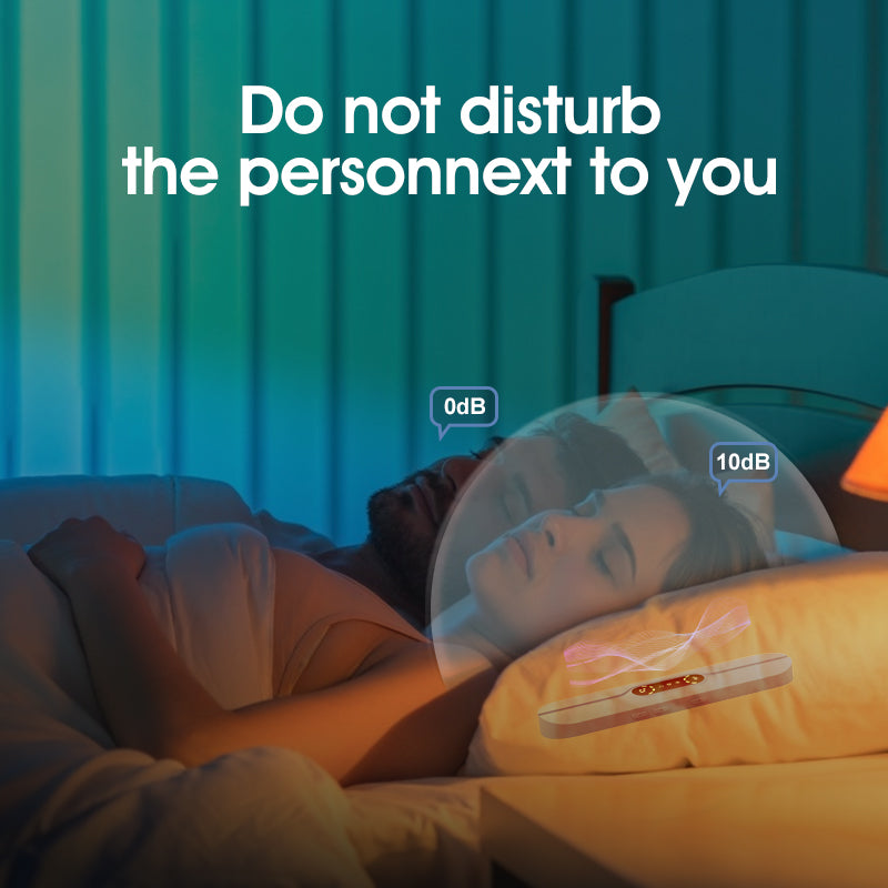 Black SMB-07 Bone Conduction Under-Pillow Speaker -  Bluetooth 5.4 Ultra-Thin Sleep Aid Sound Bar with Dual Speaker Resonance & 36 Built-in White Noise Tracks