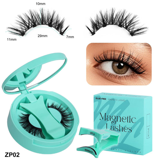 Turquoise magnetic eyelash applicator with lash band and compact case