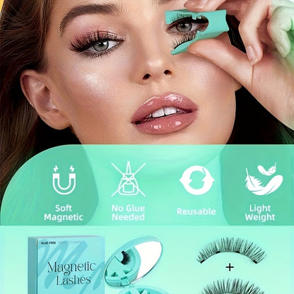 3-Set of 3D Magnetic Eyelash & Applicator (ZP05 4-Piece/Set) - Reusable, Glue-Free, Professional Makeup Tool, Alcohol-Free & Odorless