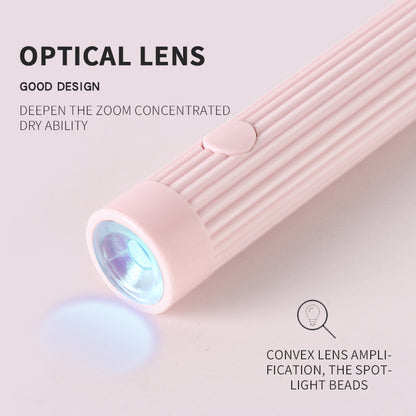 White Mini Handheld LED/UV Manicure Light with Digital Display & Fixed Stand - Portable One-Finger Curing Pen