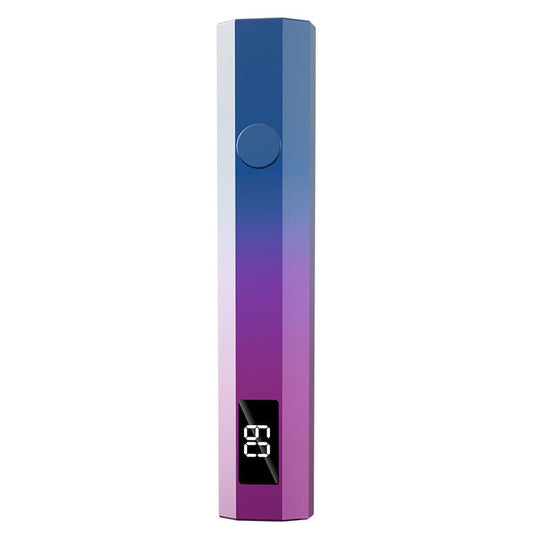 Portable LED/UV nail curing pen with digital display, purple gradient body.