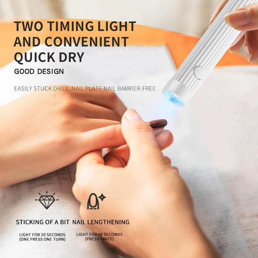 Handheld LED/UV manicure curing pen, used to illuminate finger nails