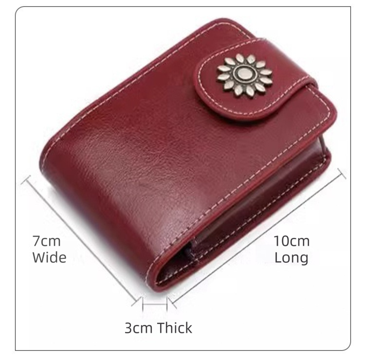 Wine-Red Sleek Compact PU Leather Flap-Top Lip Gloss Organizer with Built-in Mirror
