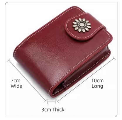 Brown Sleek Compact PU Leather Flap-Top Lip Gloss Organizer with Built-in Mirror