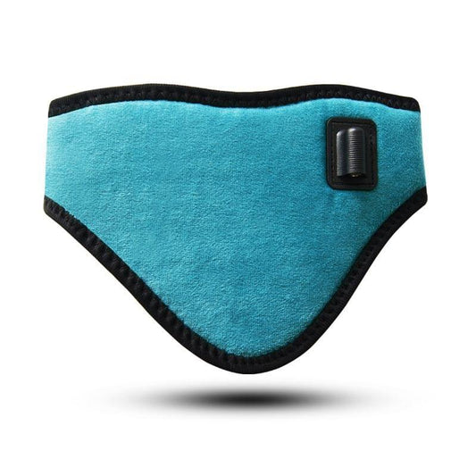 Teal heated neck brace with black trim and rectangular control module
