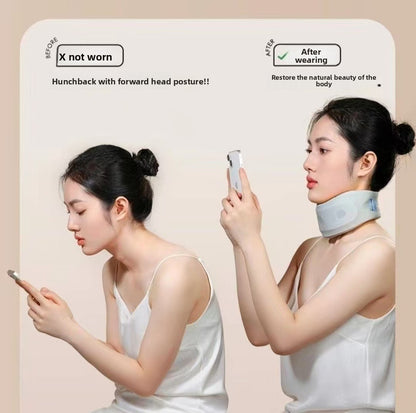 360° Neck Support Collar with Cooling Mesh Fabric – Posture Corrector for Forward Head & Neck Pain Relief, Includes Washable Cover (Free Replacement Cover Included)