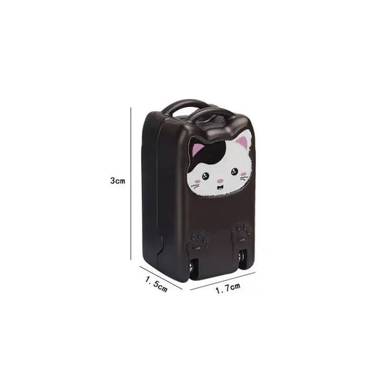 Black folding nail clipper with cat face keychain and stainless steel blade