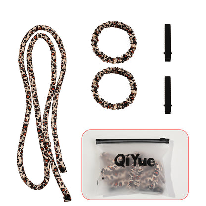2-PCS Coffee color leopard print Heatless Hair Curler Set Extra Long Overnight Soft Ribbon for Natural Big Waves Damage-Free Professional Home Styling Solution for Local Women