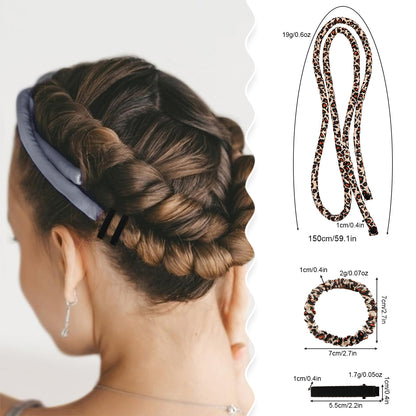 2-PCS Coffee color leopard print Heatless Hair Curler Set Extra Long Overnight Soft Ribbon for Natural Big Waves Damage-Free Professional Home Styling Solution for Local Women