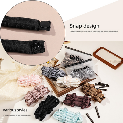 2-PCS Dark coffee Heatless Hair Curler Set Extra Long Overnight Soft Ribbon for Natural Big Waves Damage-Free Professional Home Styling Solution for Local Women