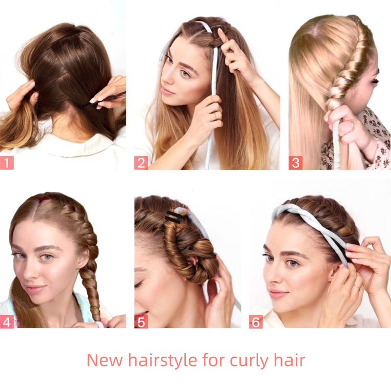 2-PCS Pink Heatless Hair Curler Set Extra Long Overnight Soft Ribbon for Natural Big Waves Damage-Free Professional Home Styling Solution for Local Women