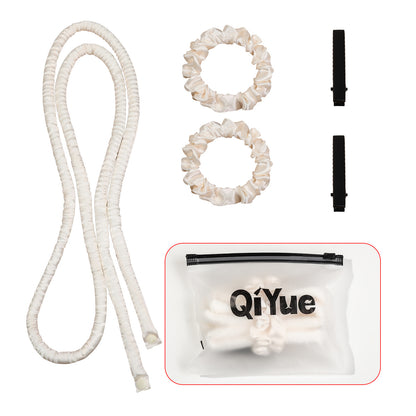 2-PCS White Heatless Hair Curler Set Extra Long Overnight Soft Ribbon for Natural Big Waves Damage-Free Professional Home Styling Solution for Local Women