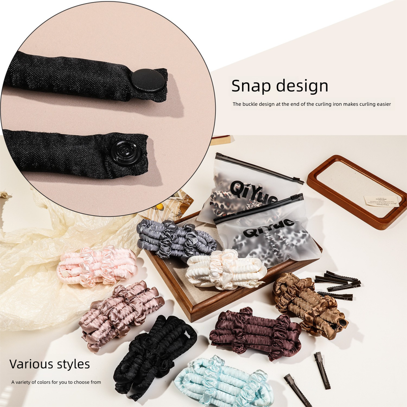 2-PCS White Heatless Hair Curler Set Extra Long Overnight Soft Ribbon for Natural Big Waves Damage-Free Professional Home Styling Solution for Local Women