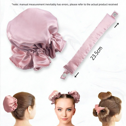Green Heatless Hair Curler Set with Satin Ribbon and Sleep Caps for Overnight Big Waves Easy Damage-Free Styling Solution for Local Women Professional Kit