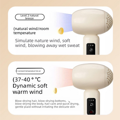 Pink Wireless Baby Hair Dryer with Constant Temperature and Negative Ion Technology for Gentle Hair and Skin Care, Ideal for Infants and Toddlers
