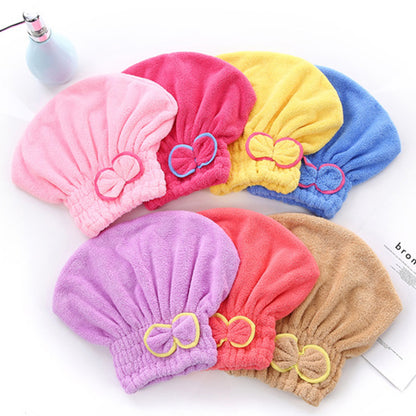 3-Pack Pink Thickened Coral Fleece Hair Drying Towel Cap – Double-Layered Absorbent Turban with Bow Design for Fast Drying and Gentle Care