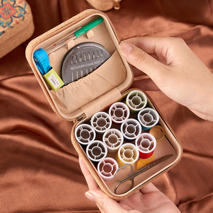 Brown Fantasy Fish Collection Portable Sewing Kit – Compact Travel Set with Needles, Thread, Scissors, Thimble, and Pin Cushion for Home, Dorm, or Emergency Repairs