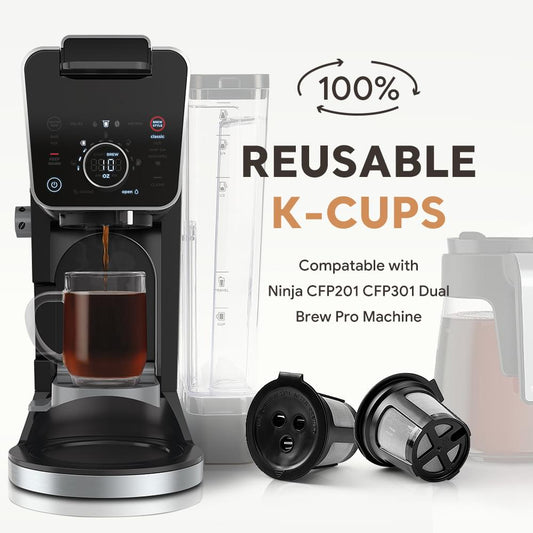 Reusable K-cup coffee pod filter set with mesh cup, lid, and base pieces