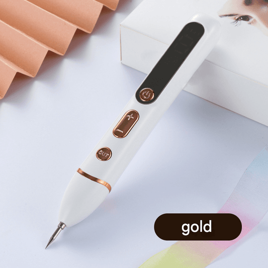 Gold electric mole remover pen with tip and control buttons