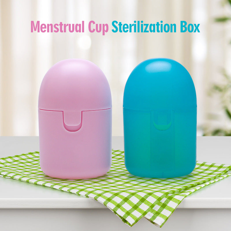 2PCS Reusable Medical Grade Silicone Menstrual Cup(XS Size) & 2PCS Matching Sterilizer Box - Microwave Safe Disinfector Case, Heat Resistant 130°C (Purple Set)