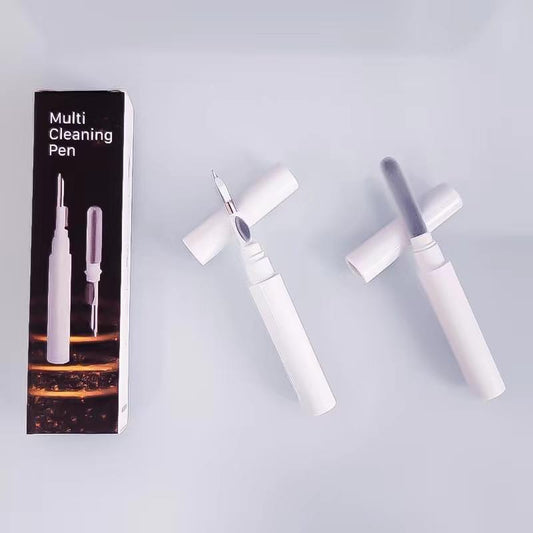 White earbud cleaning pen with soft brush and metal tip, 2-pack
