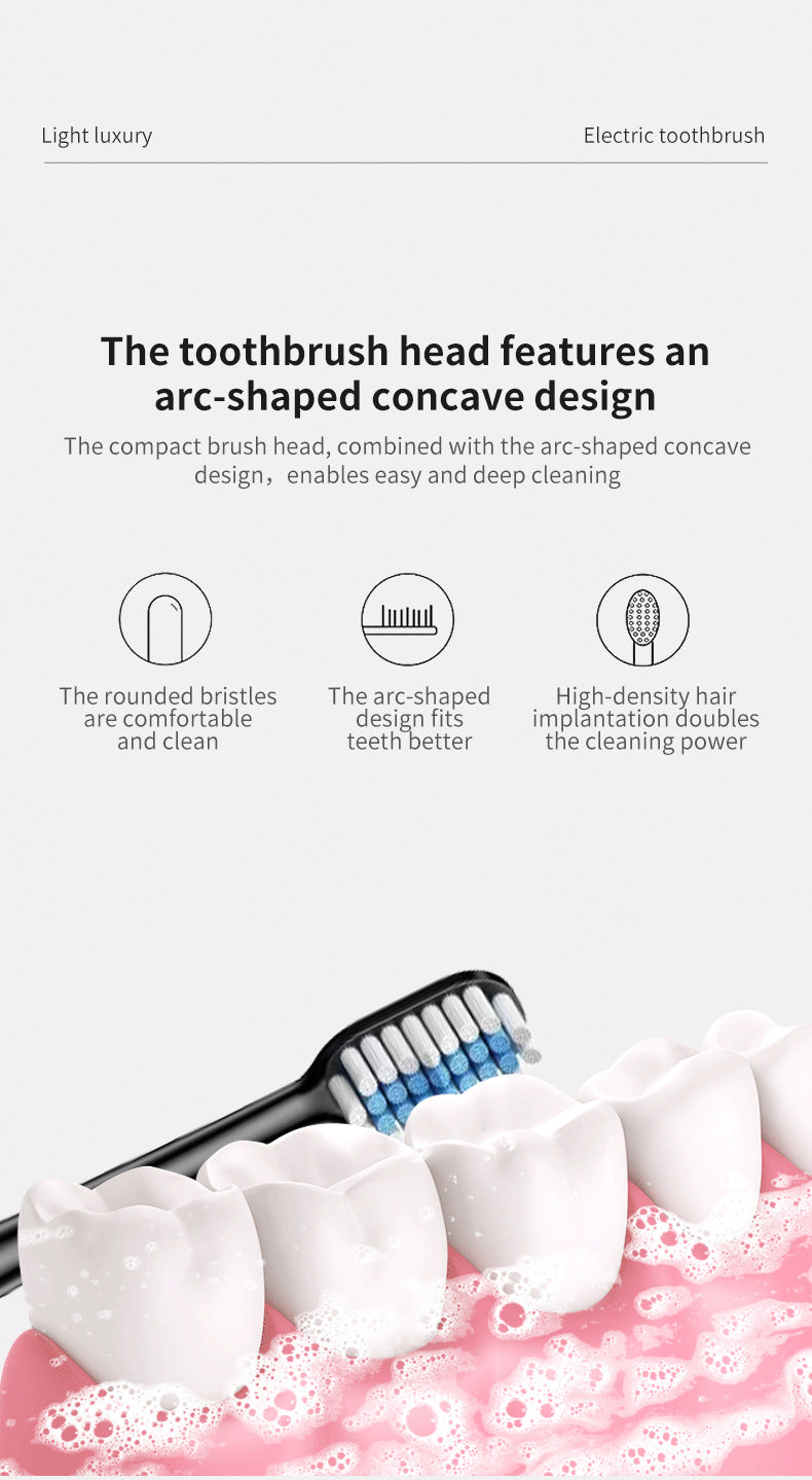Black Sonic Electric Toothbrush Kit with 5 Cleaning Modes, 4 Heads & Travel Case - Smart Timer & Quad-Pacer, Soft Double-Arc Bristles and 120-Day Long Battery Life