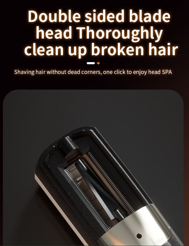 Black Cordless Automatic Split End Hair Trimmer - High-Speed Double-Sided Blade, Visible Trimming Window & Large Opening