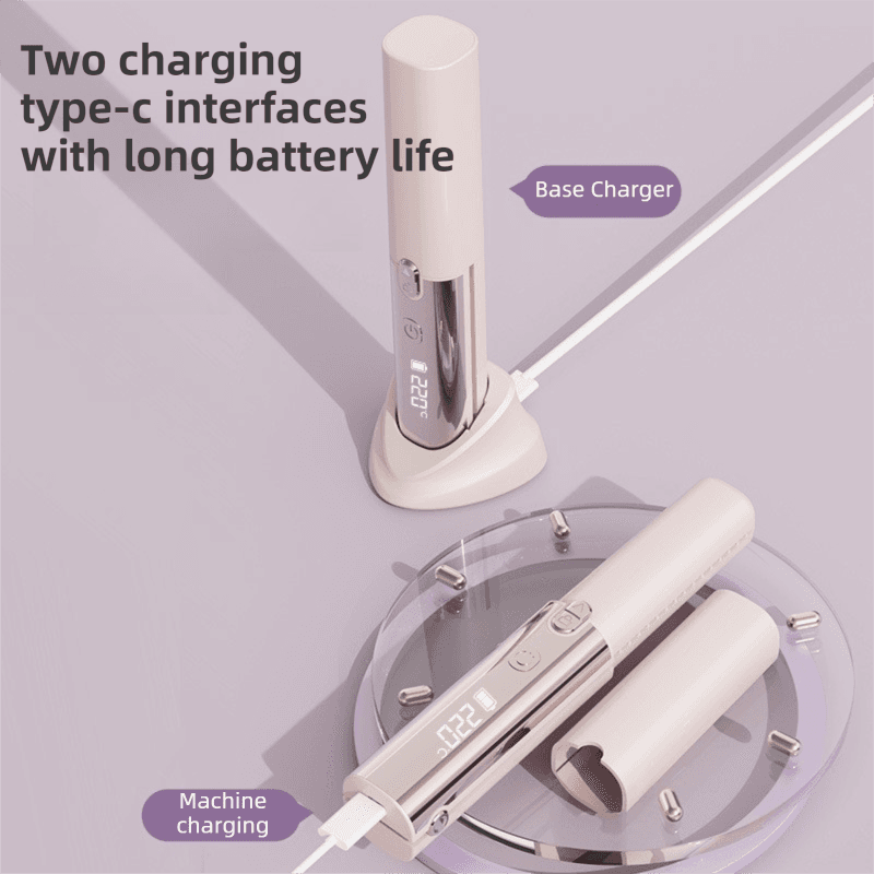 White 2-in-1 hair styler charging base with USB-C cable connection