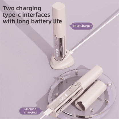 White 2-in-1 hair styler charging base with USB-C cable connection