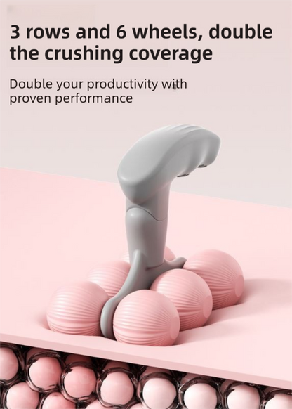 Blue Compact 6-Wheel Handheld Massager - Smooth & Silent, Deep Tissue Muscle Relaxer for Yoga Fitness and Home Recovery