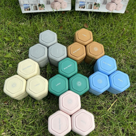 Multi-color magnetic travel cosmetic containers with octagonal lids