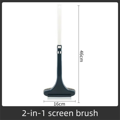 2-Pack 2-in-1 Professional Window Screen Brush & Glass Cleaner - Detachable Long-Handle Squeegee & Scrubber (White Green & Yellow Green)
