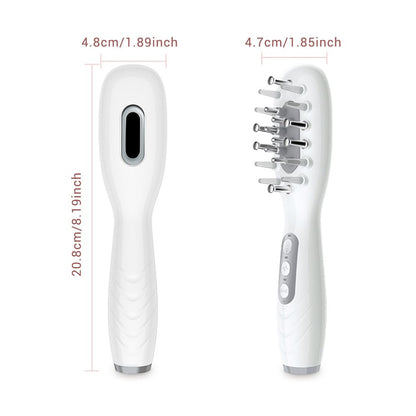 White Smart Scalp Massage Comb with EMS, LED Light Therapy & Vibration – Rechargeable Hair Growth Applicator