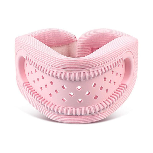 Pink breathable cervical collar neck support brace with open, perforated foam design