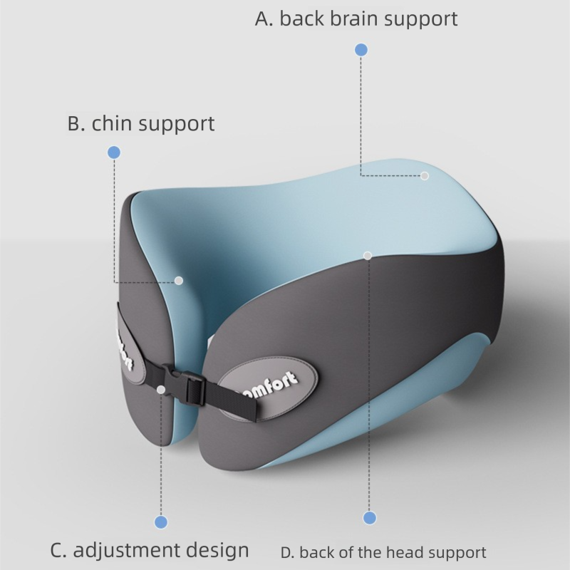 Double gray Memory Foam U-Shaped Travel Neck Pillow – Ergonomic Support for Airplane, Car, and Office Use