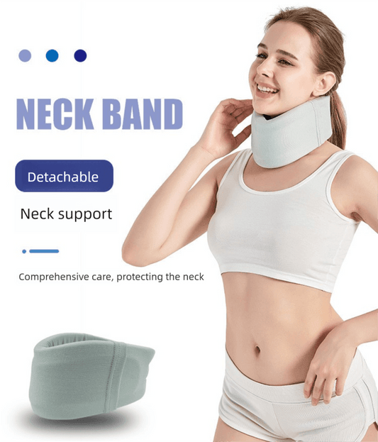 Light blue-gray detachable neck support brace, contoured collar for daily wear